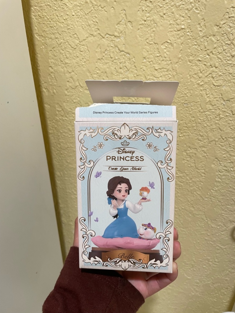 Disney Princess Belle Figurine in Blue Dress with Pink Base